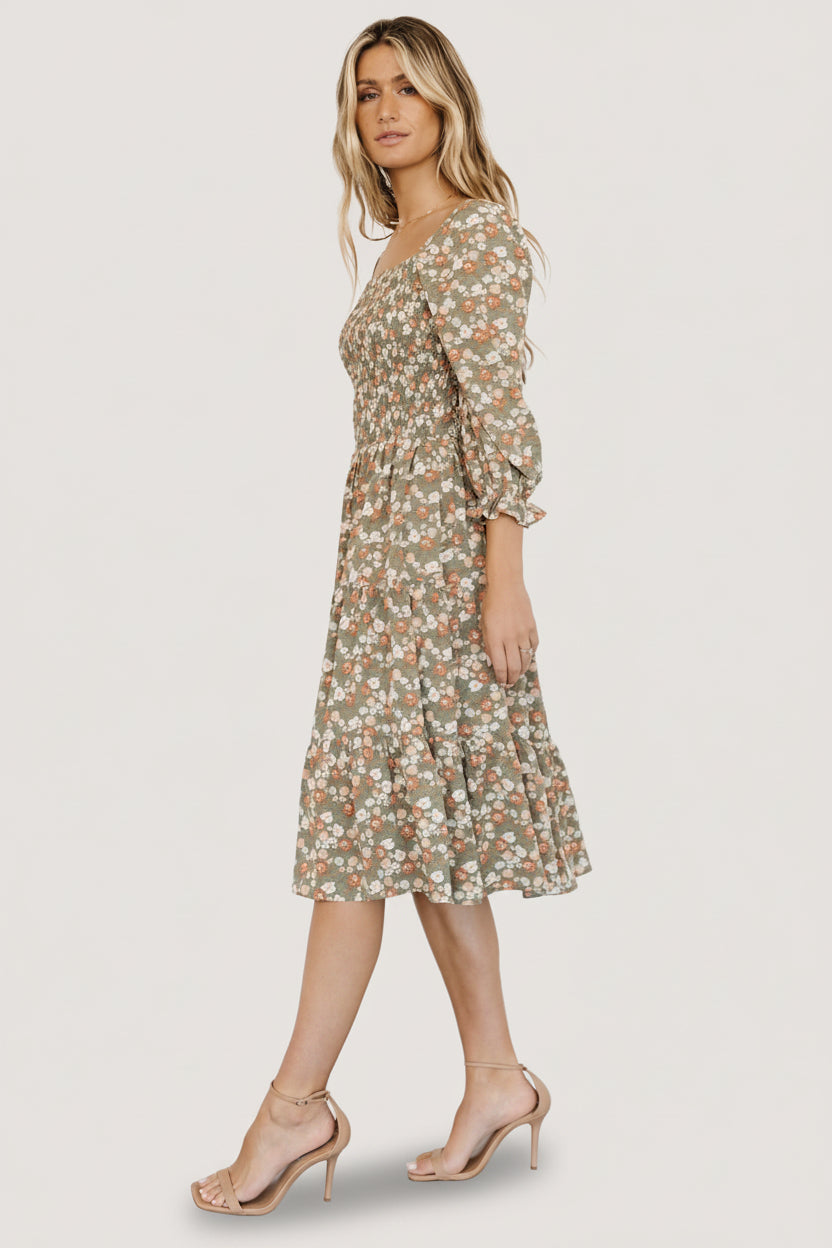 marta smock dress blue floral