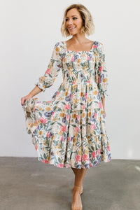 Marta Smocked Midi Dress | Multi Floral | Baltic Born