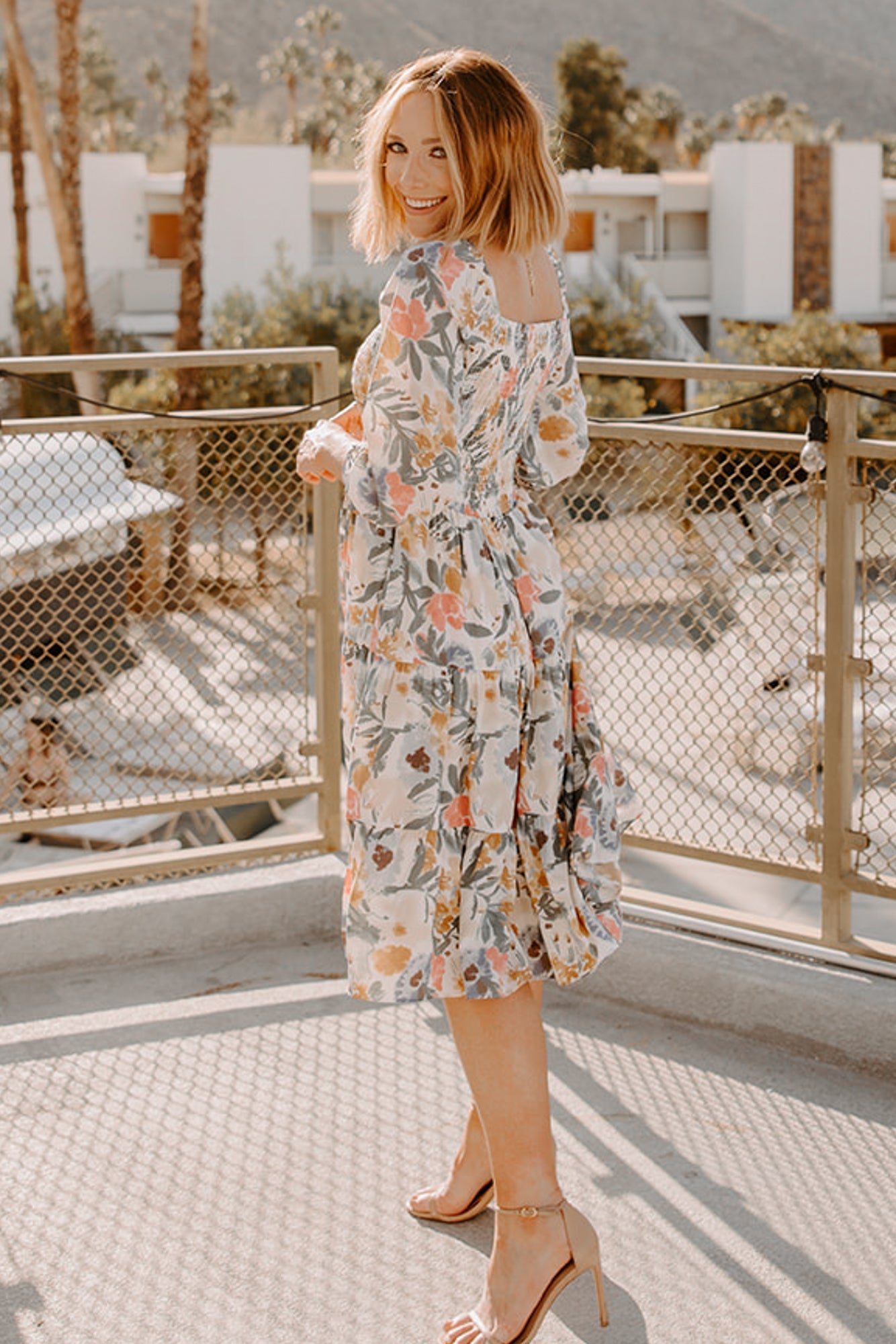 Baltic Born Womens Marta Smocked Midi Dress | Multi Floral