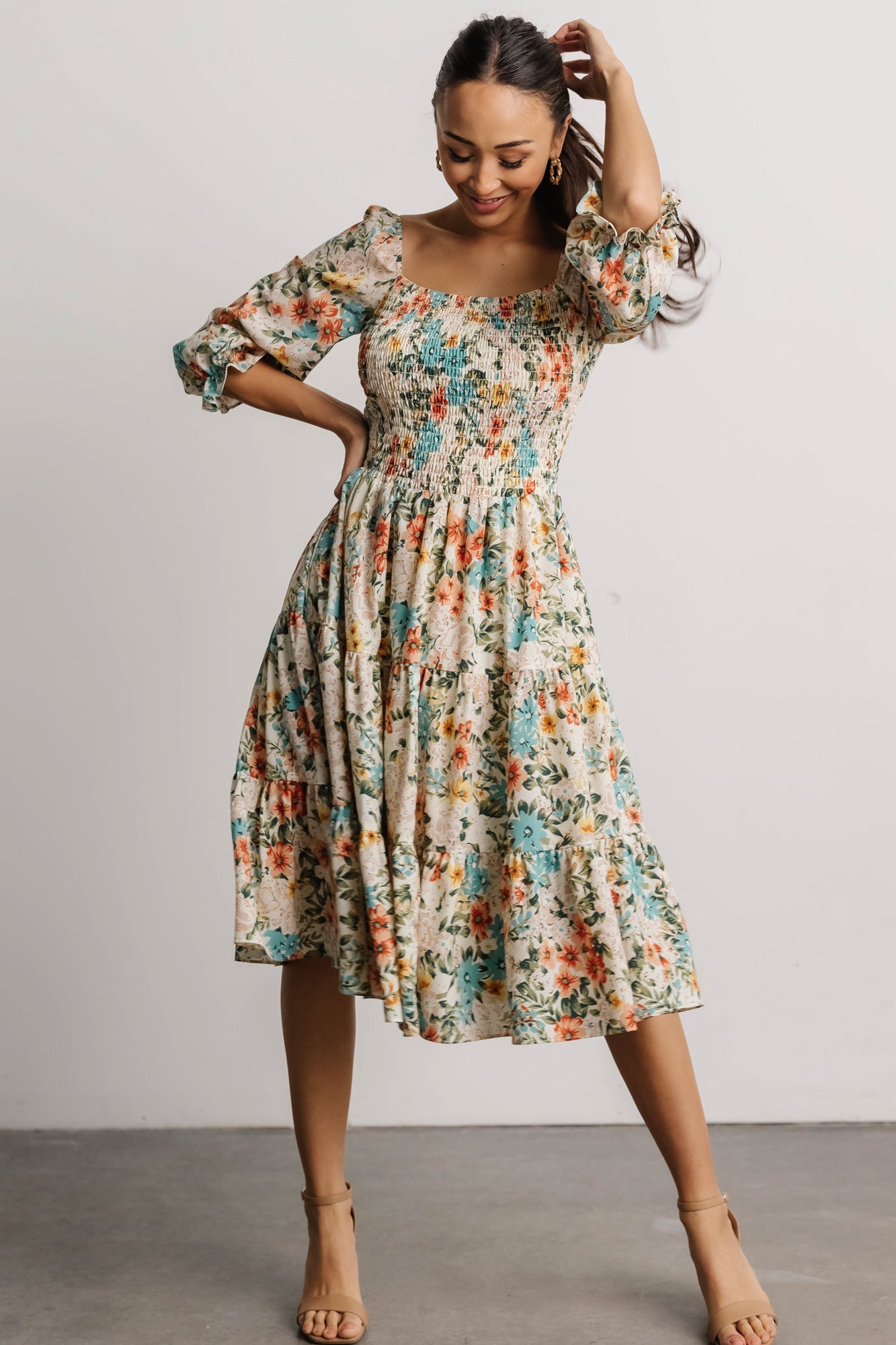 Marta Smocked Midi Dress | Summer Floral - Baltic Born