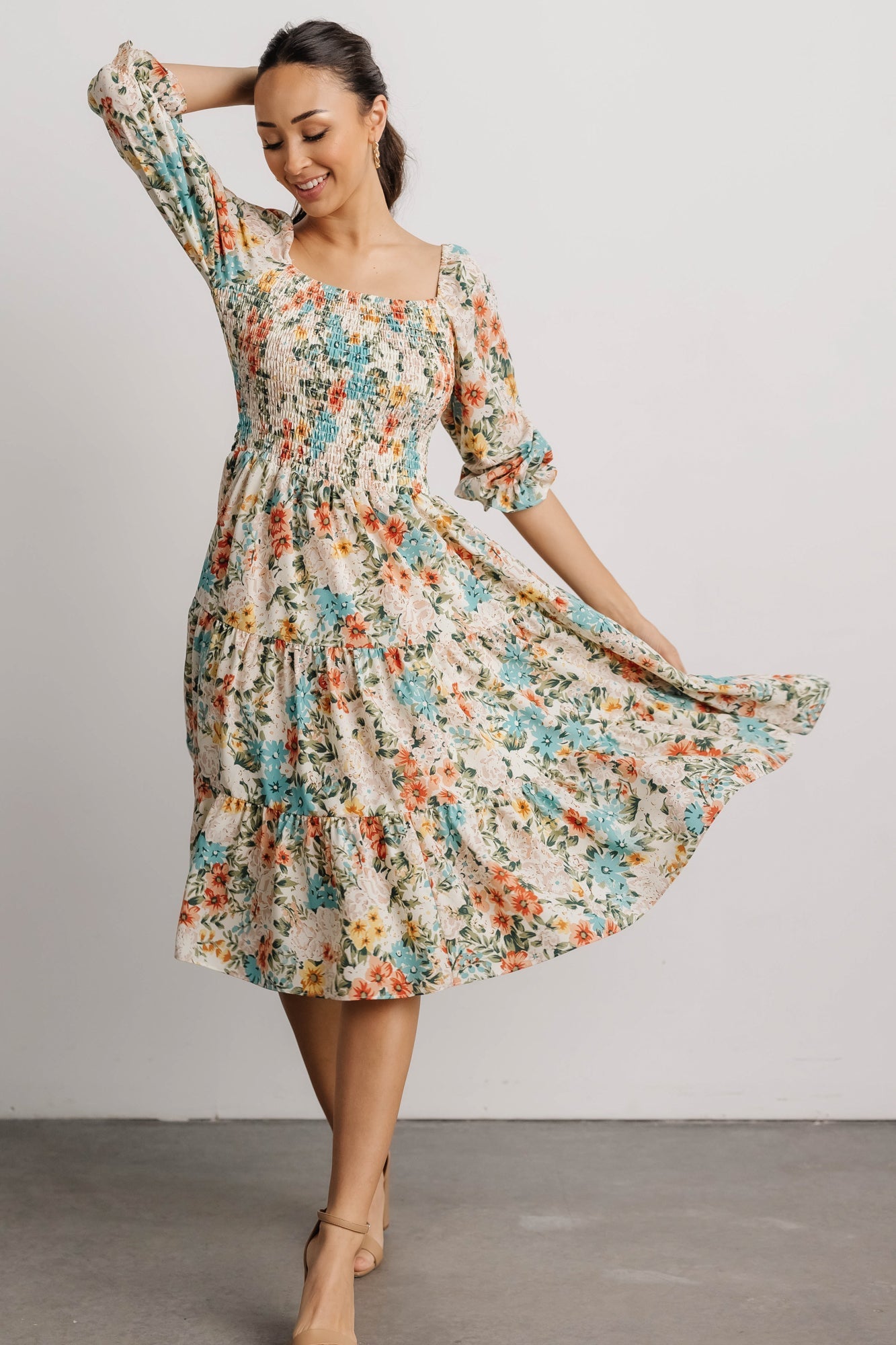 Marta Smocked Midi Dress | Summer Floral - Baltic Born