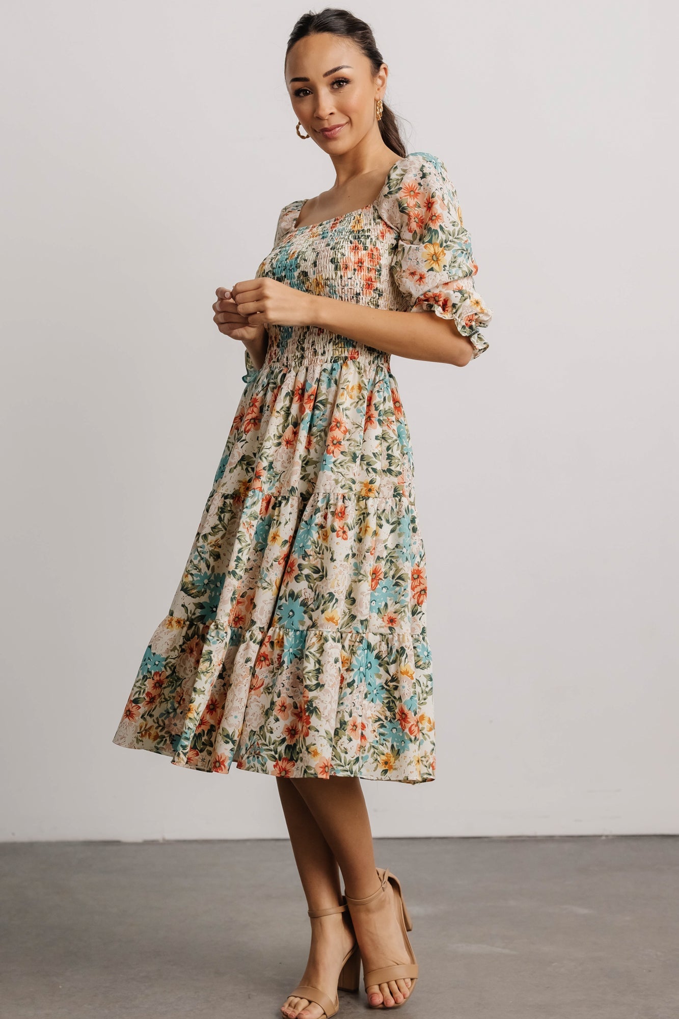 Marta Smocked Midi Dress | Summer Floral - Baltic Born