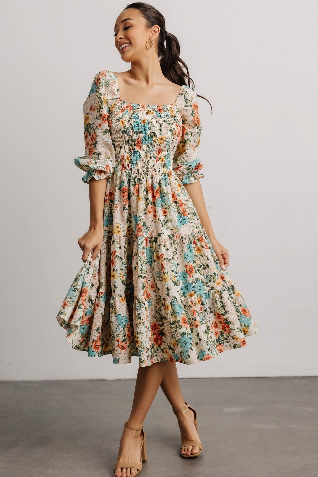 Marta Smocked Midi Dress | Summer Floral - Baltic Born