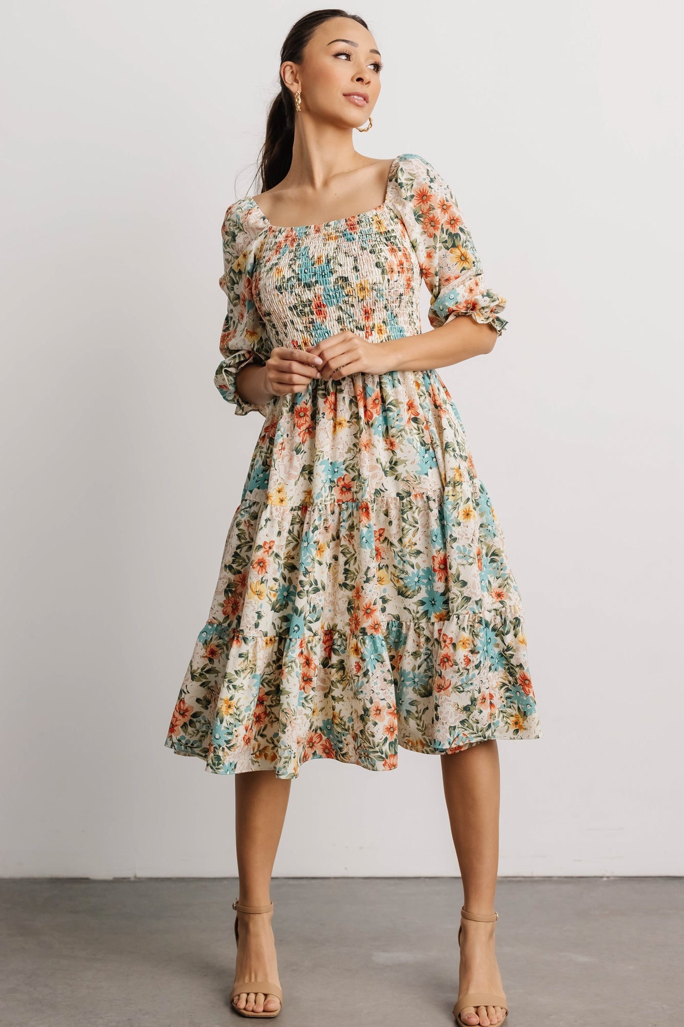 Marta Smocked Midi Dress | Summer Floral - Baltic Born