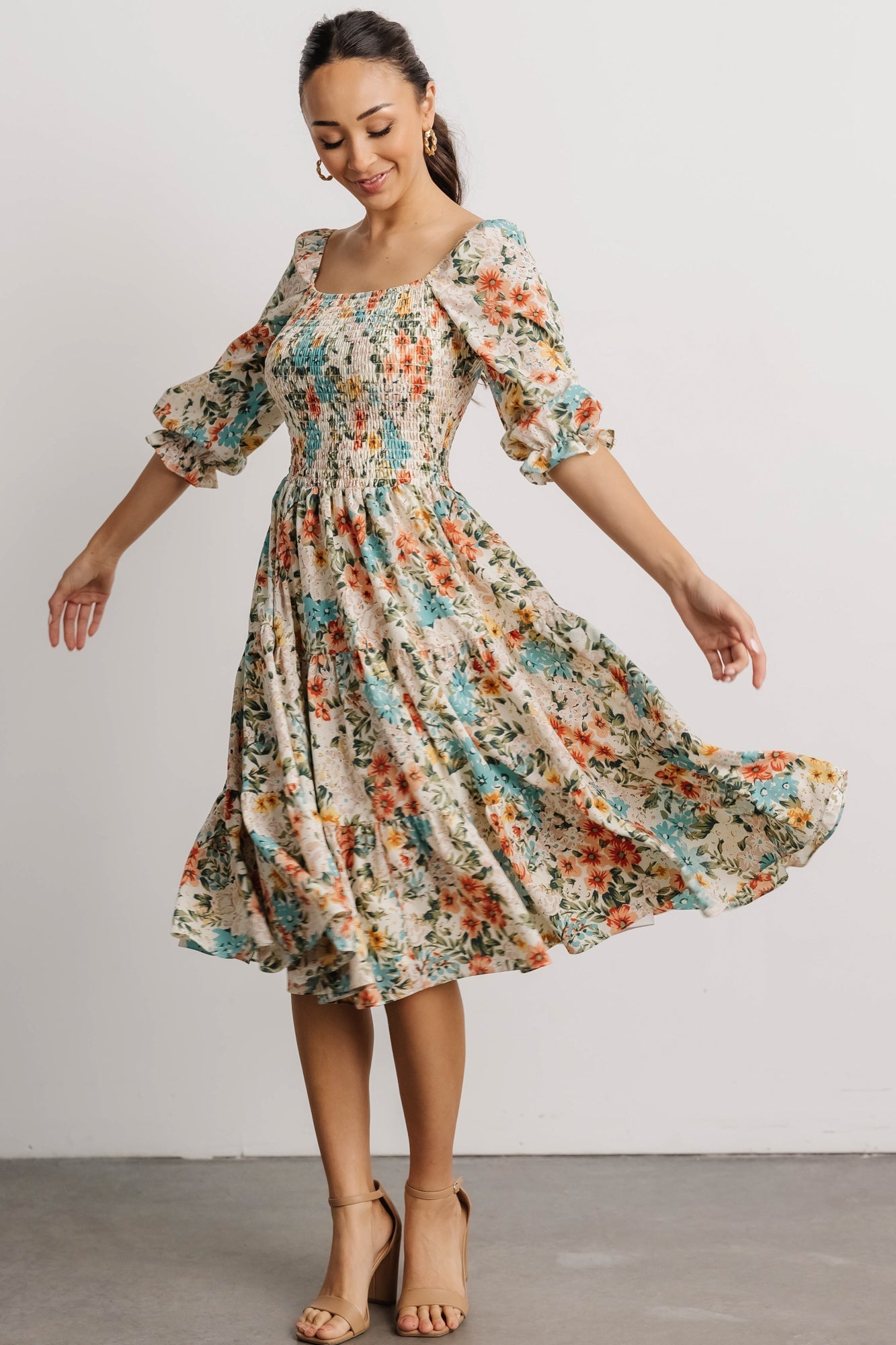 Marta Smocked Midi Dress | Summer Floral - Baltic Born