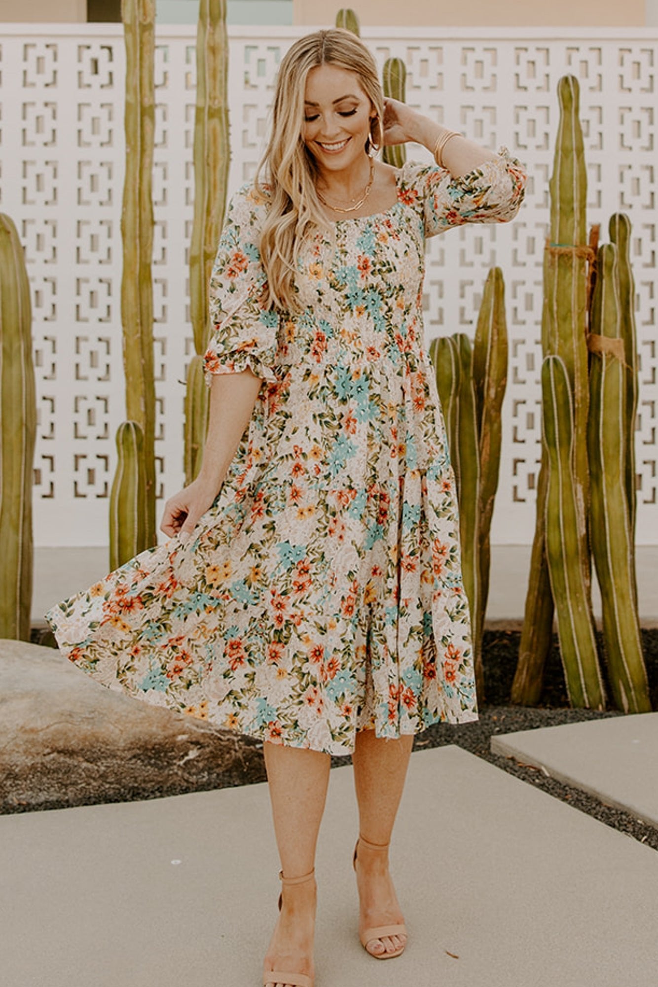 Summer Floral Dress With Sleeves