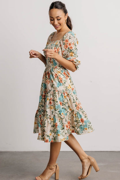 Marta Smocked Midi Dress | Summer Floral - Baltic Born