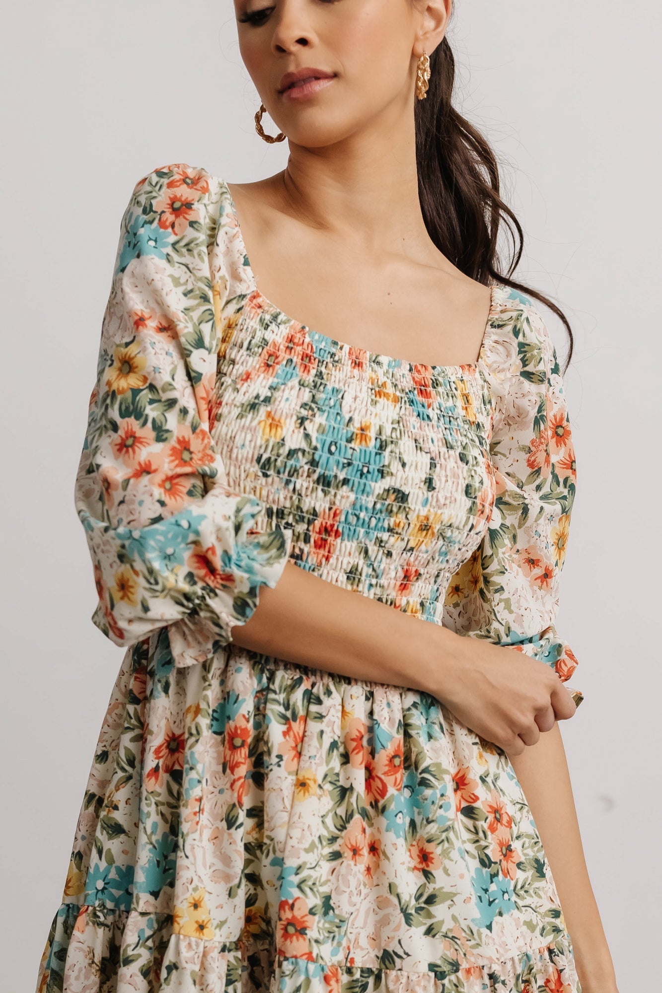Baltic Born Womens Marta Smocked Midi Dress | Summer Floral | Size: 2XL Baltic Born Womens Marta Smocked Midi Dress | Summer Floral | Size: 2XL