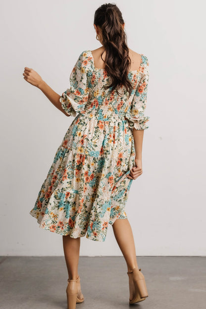 Marta Smocked Midi Dress | Summer Floral - Baltic Born