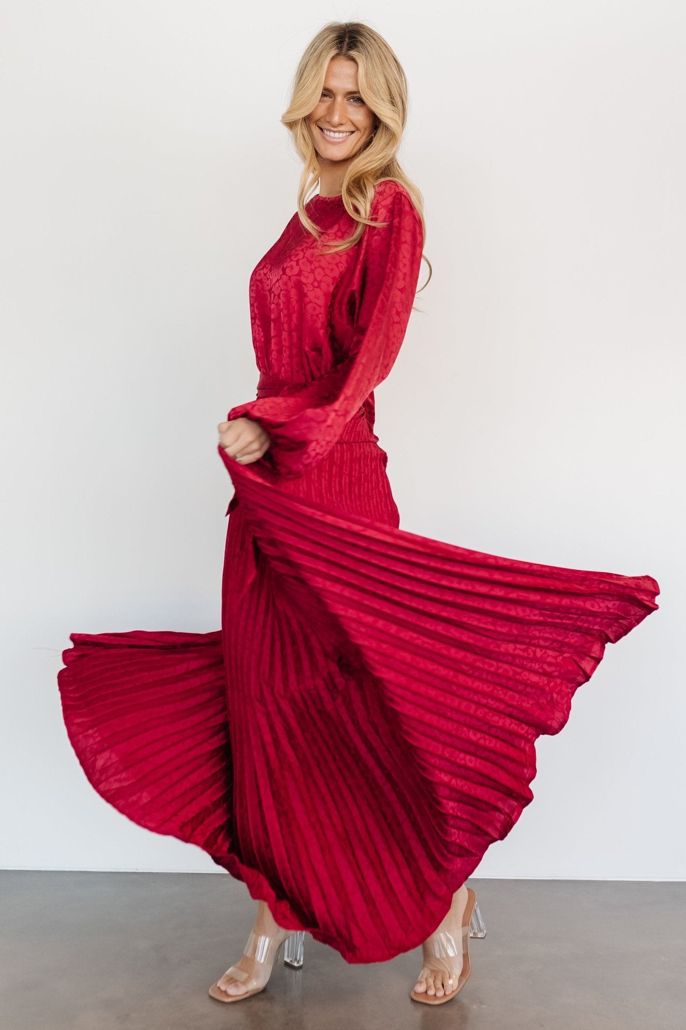 Marva Pleated Maxi Dress | Wine - Baltic Born