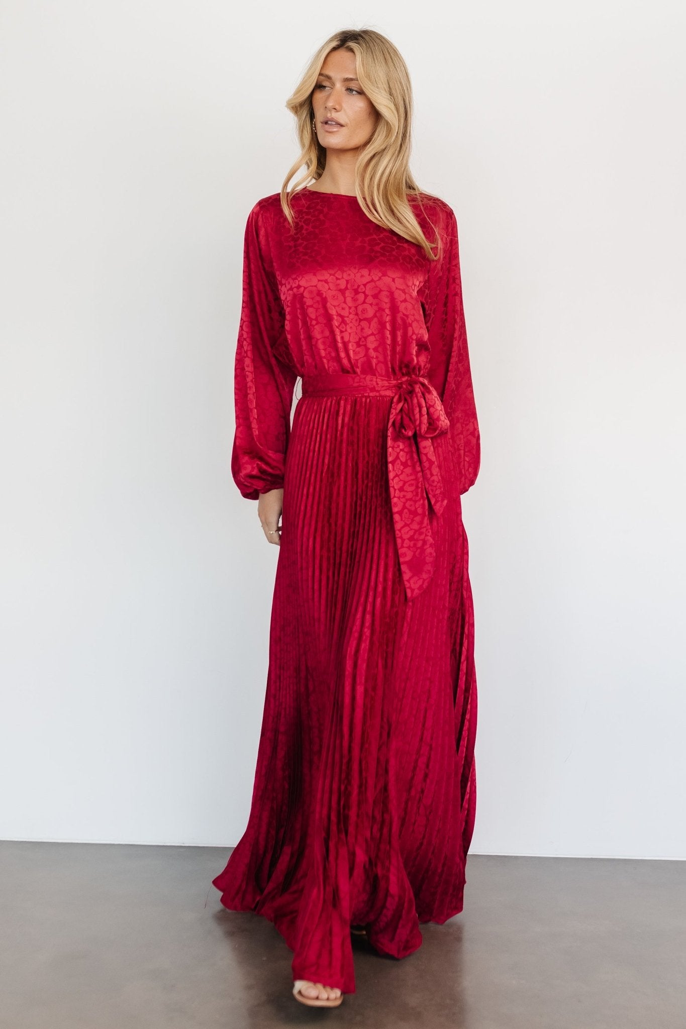 Marva Pleated Maxi Dress Wine