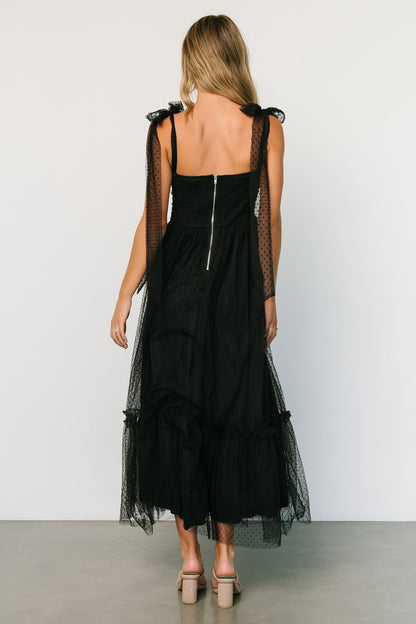 Mavani Swiss Dot Tulle Maxi Dress | Black - Baltic Born