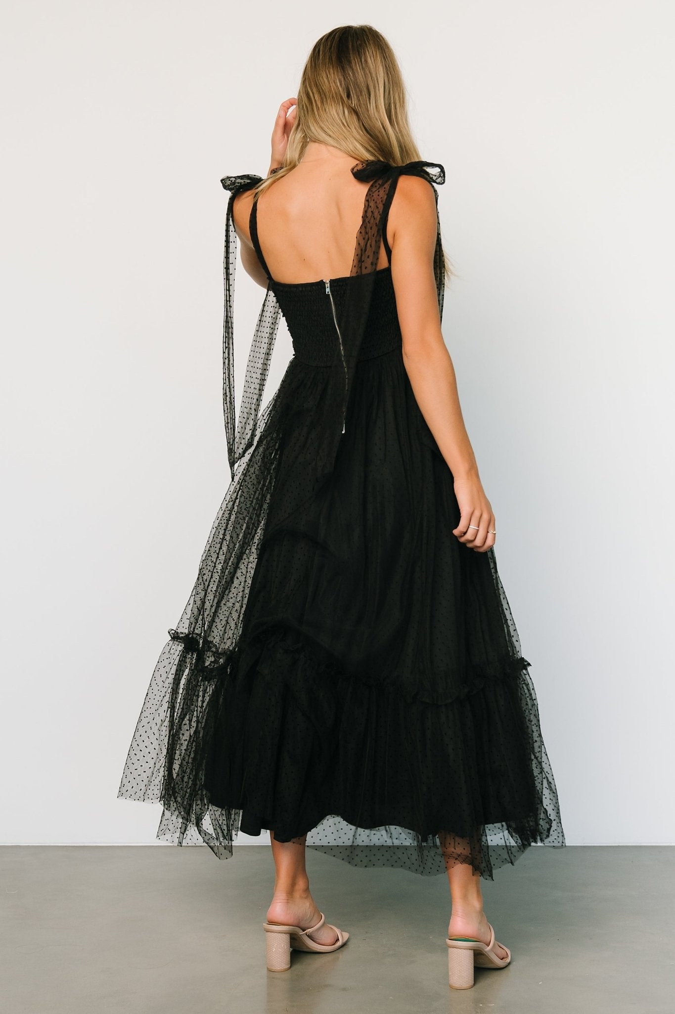 Mavani Swiss Dot Tulle Maxi Dress | Black - Baltic Born