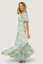 Detail view of fabric and lining: lightweight chiffon exterior with lining to the last tier for opacity and comfortable wear.