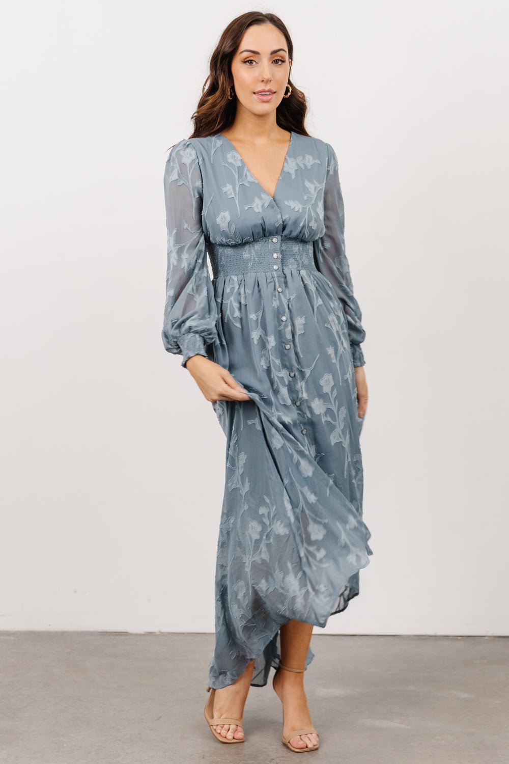 Mayfair High Low Maxi Dress | Dusty Blue | Baltic Born