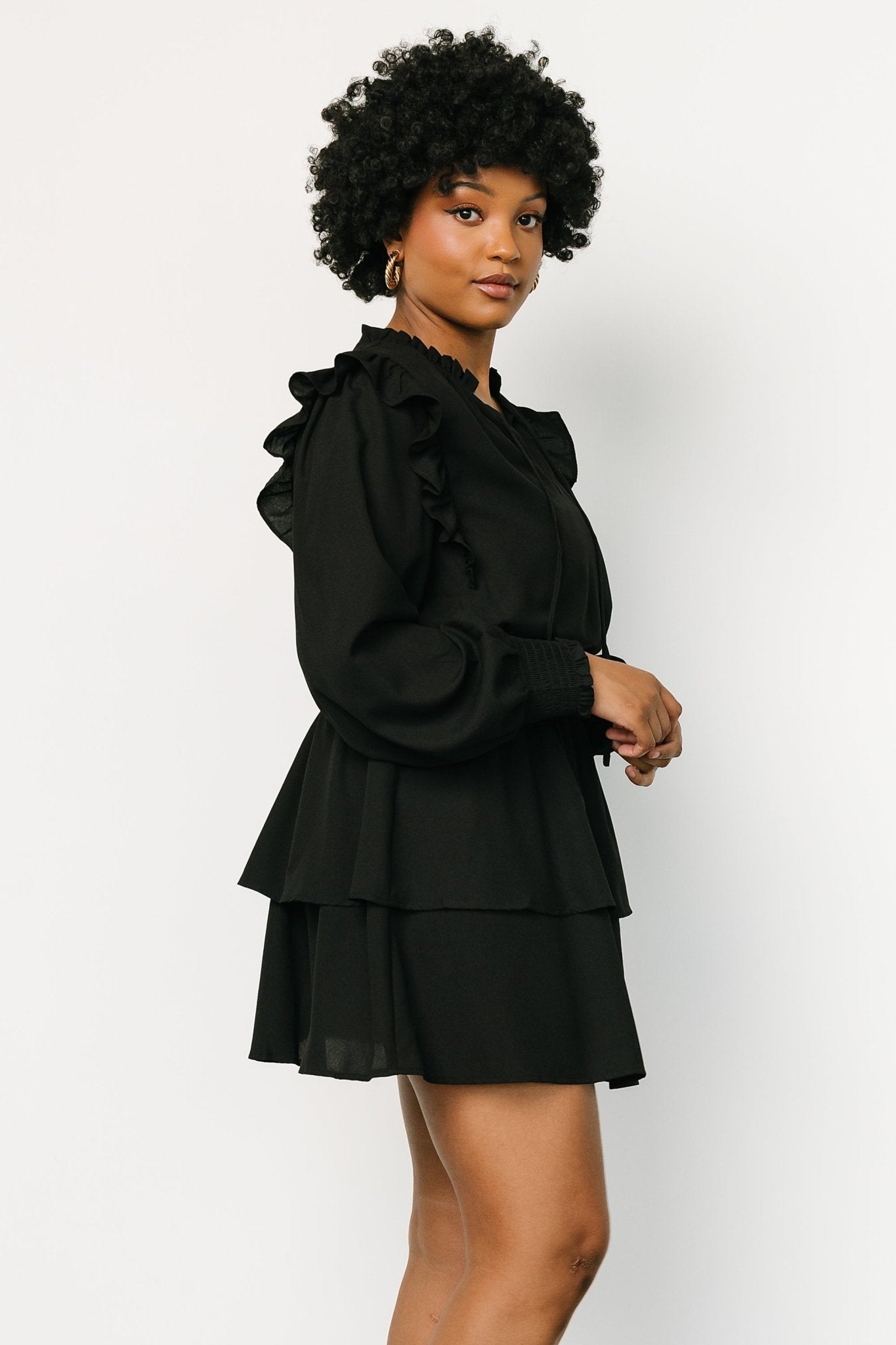 Maylee Tiered Short Dress | Black - Baltic Born