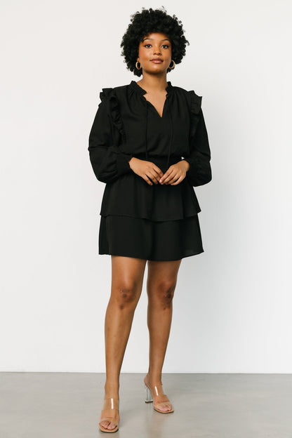 Maylee Tiered Short Dress | Black - Baltic Born