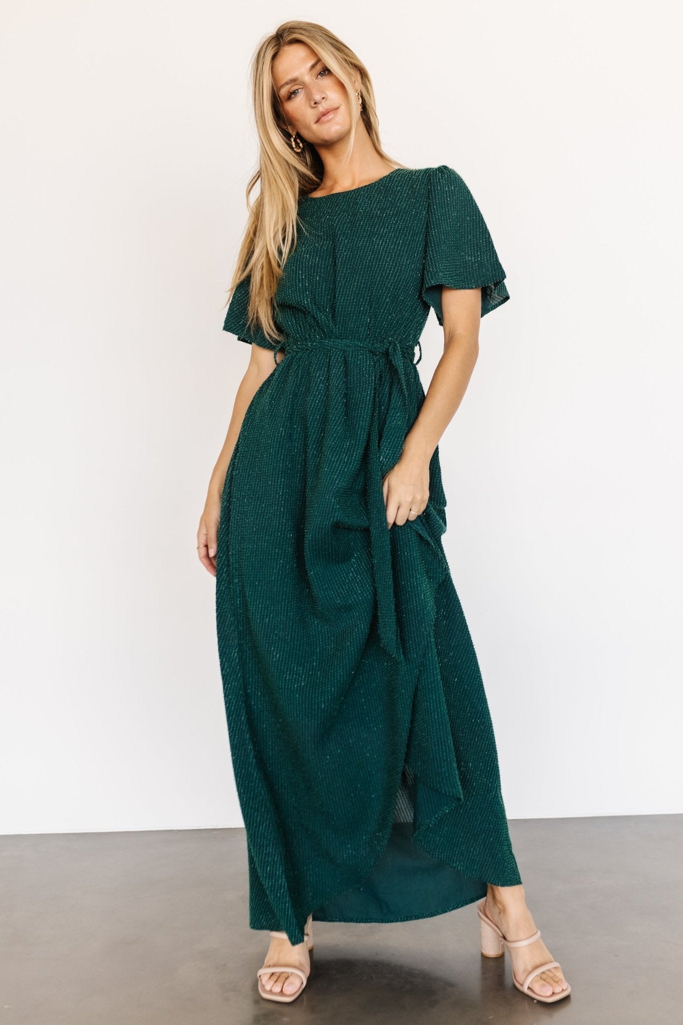 McCall Textured Maxi Dress | Dark Green - Baltic Born