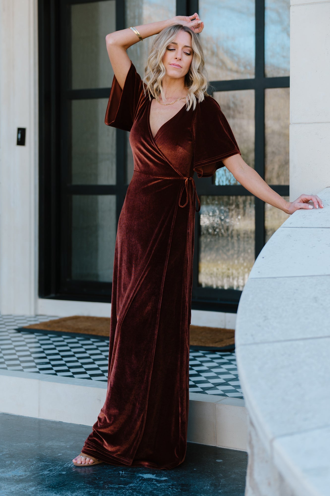 Meghan Velvet Wrap Maxi Dress | Bronze - Baltic Born