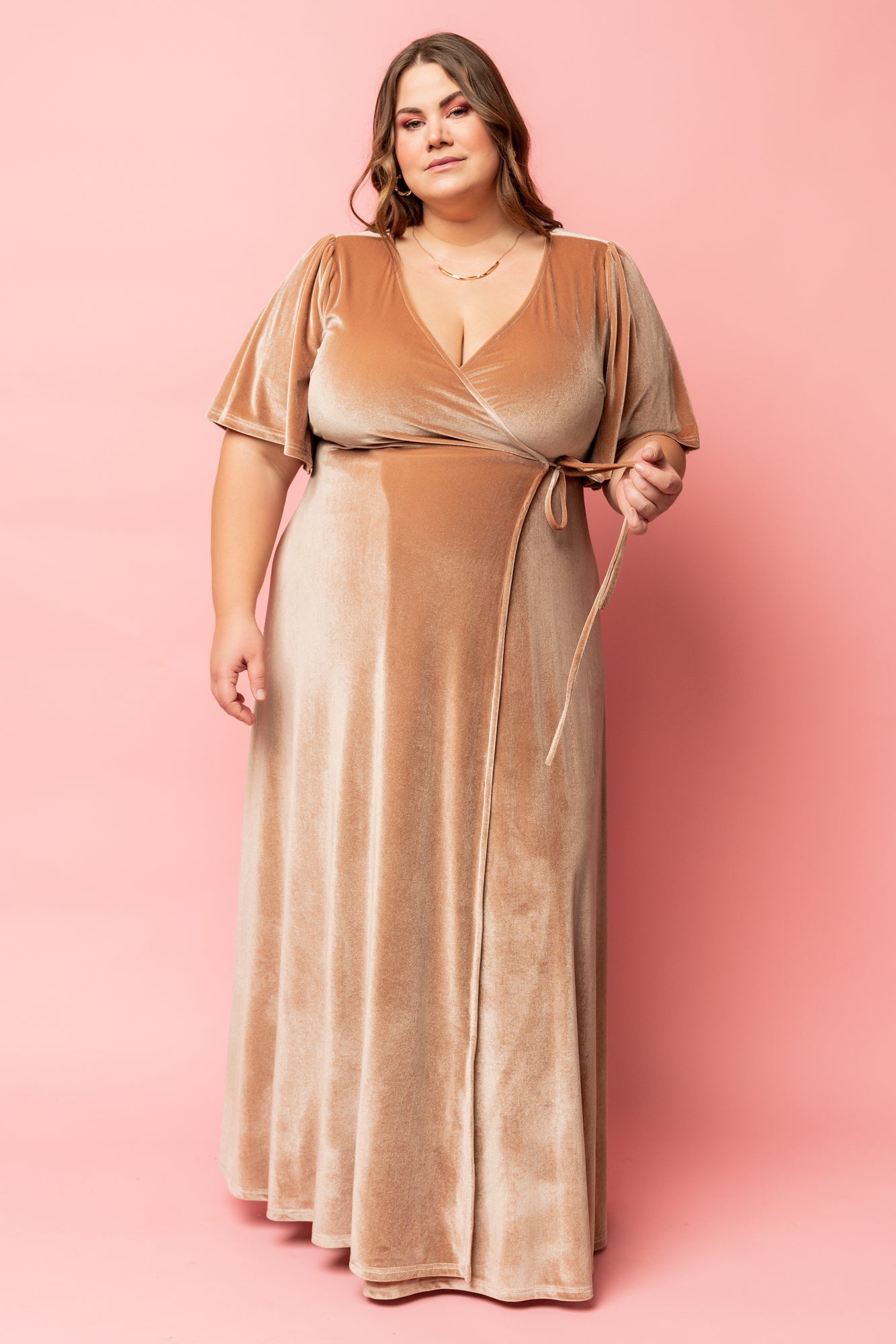 Meghan Velvet Wrap Maxi Dress | Champagne - Baltic Born