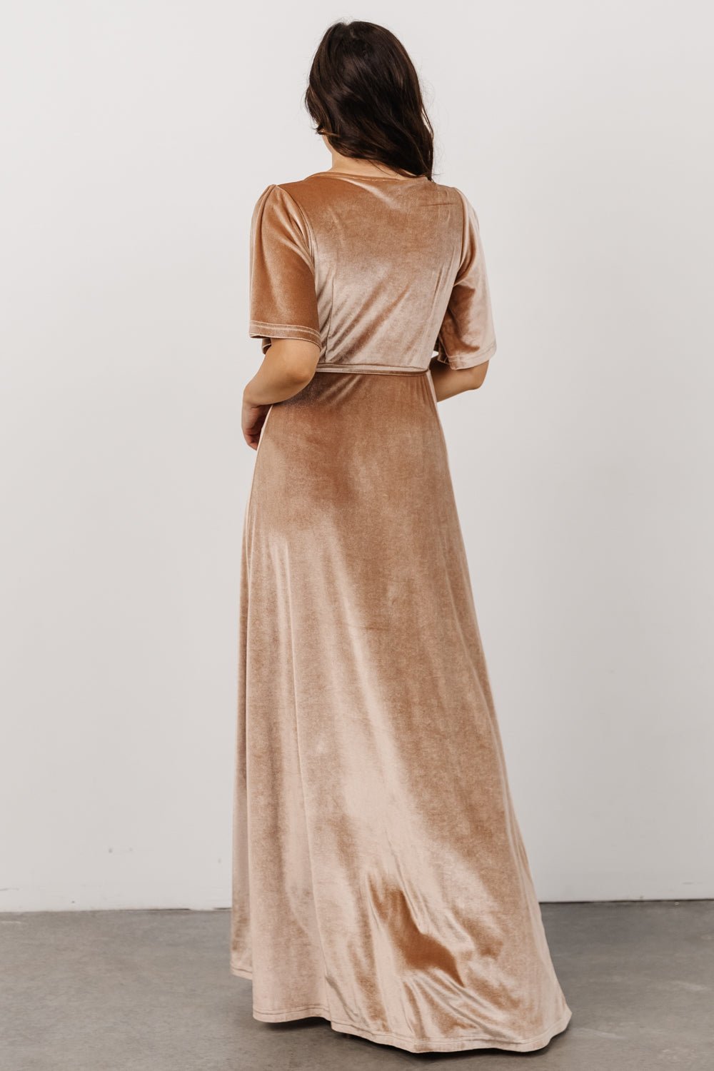 Meghan Velvet Wrap Maxi Dress | Champagne - Baltic Born