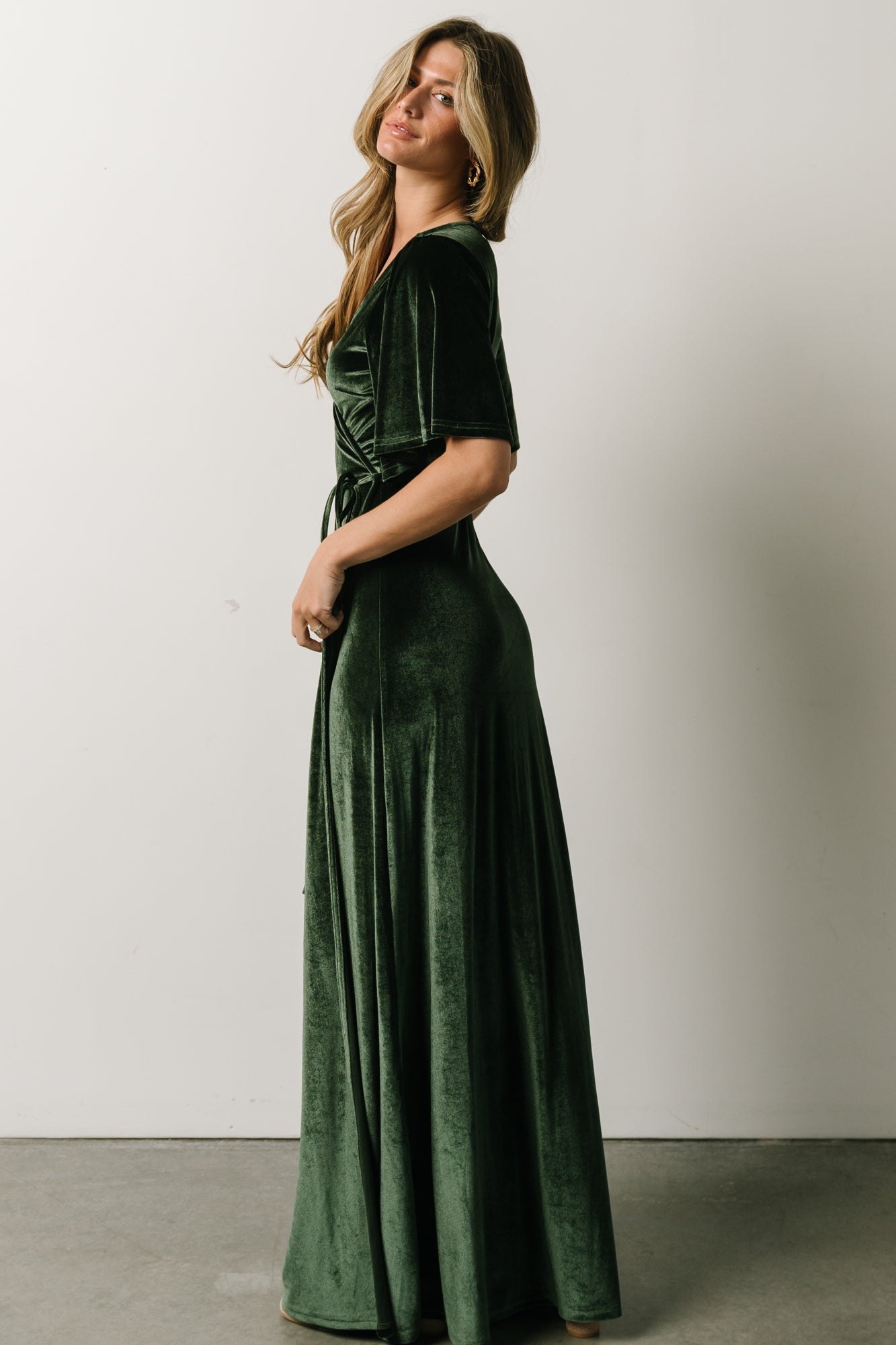 Meghan Velvet Wrap Maxi Dress | Deep Green - Baltic Born