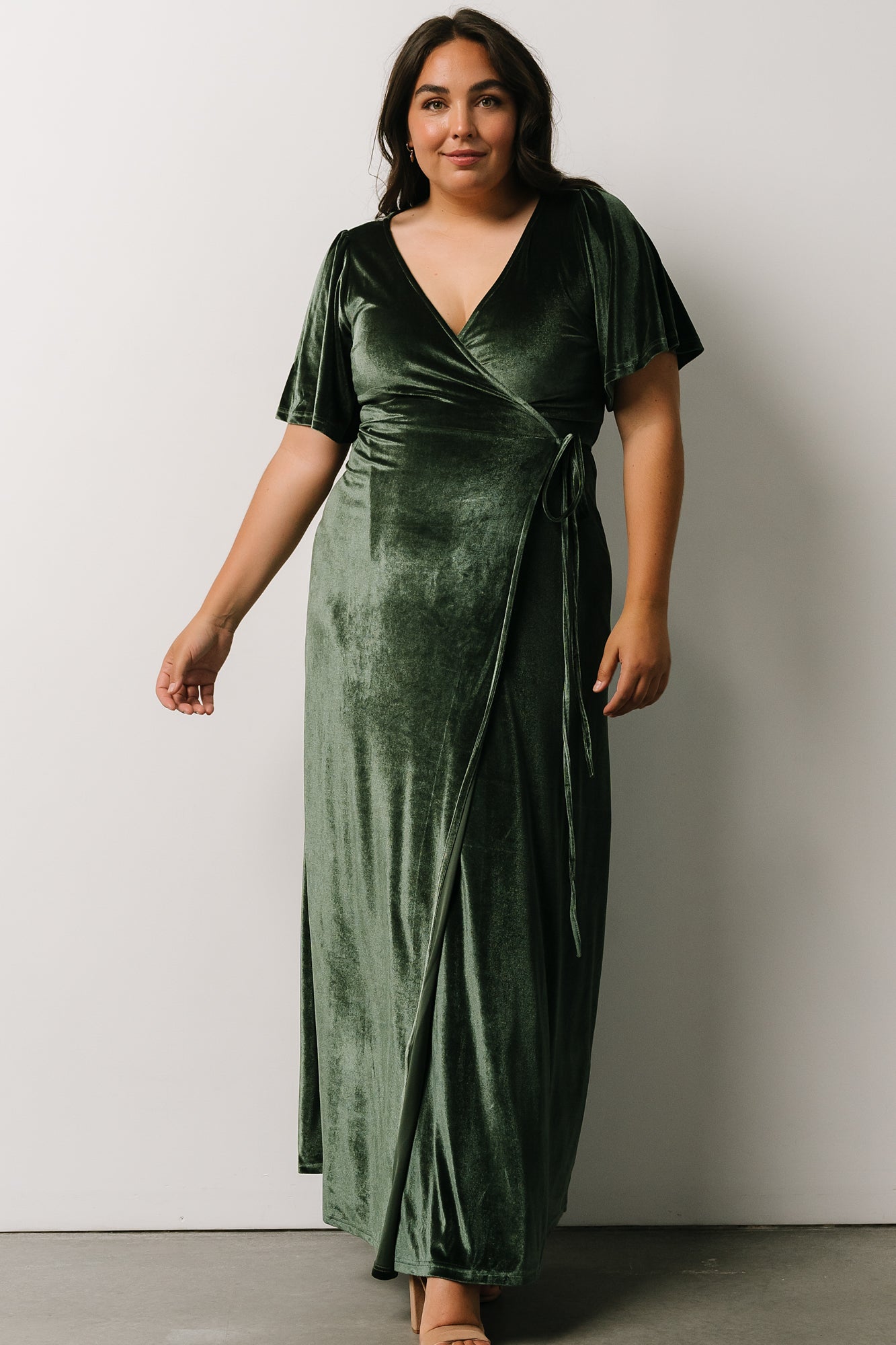 Meghan Velvet Wrap Maxi Dress | Deep Green - Baltic Born