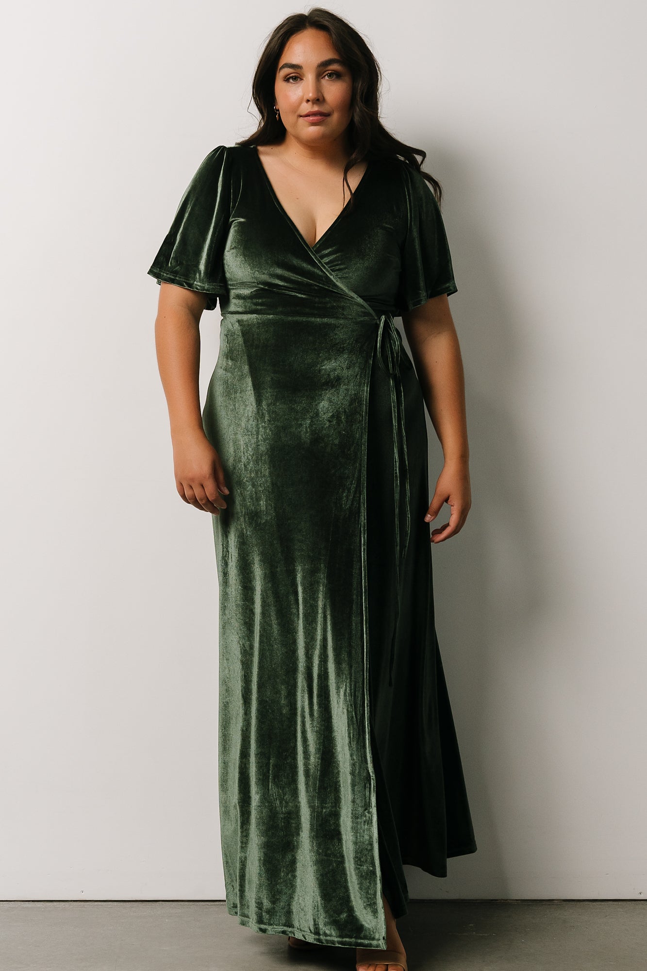 Meghan Velvet Wrap Maxi Dress | Deep Green - Baltic Born