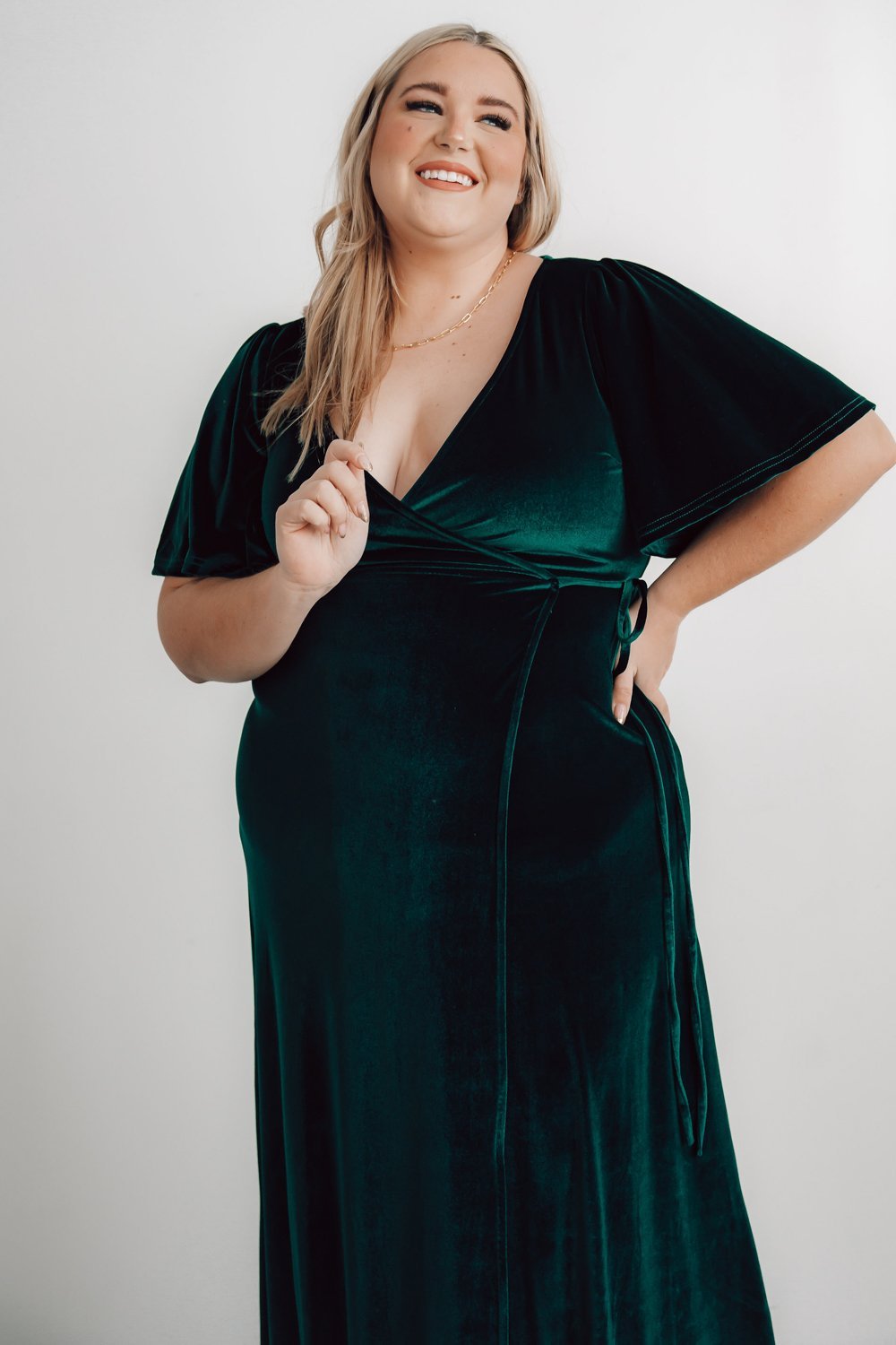 Meghan Velvet Wrap Maxi Dress | Emerald - Baltic Born