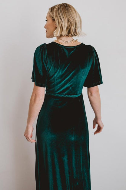 Meghan Velvet Wrap Maxi Dress | Emerald - Baltic Born