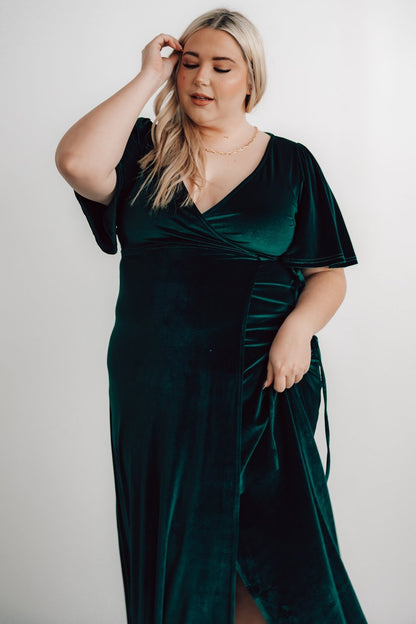 Meghan Velvet Wrap Maxi Dress | Emerald - Baltic Born