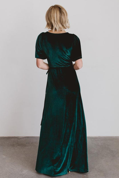 Meghan Velvet Wrap Maxi Dress | Emerald - Baltic Born