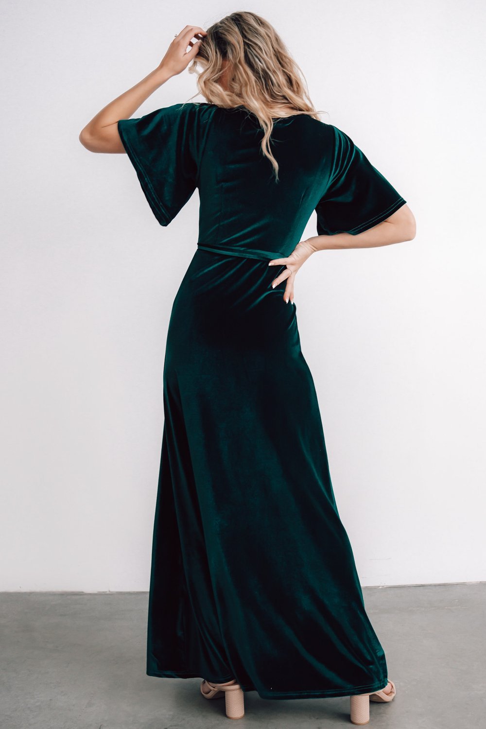 Meghan Velvet Wrap Maxi Dress | Emerald - Baltic Born