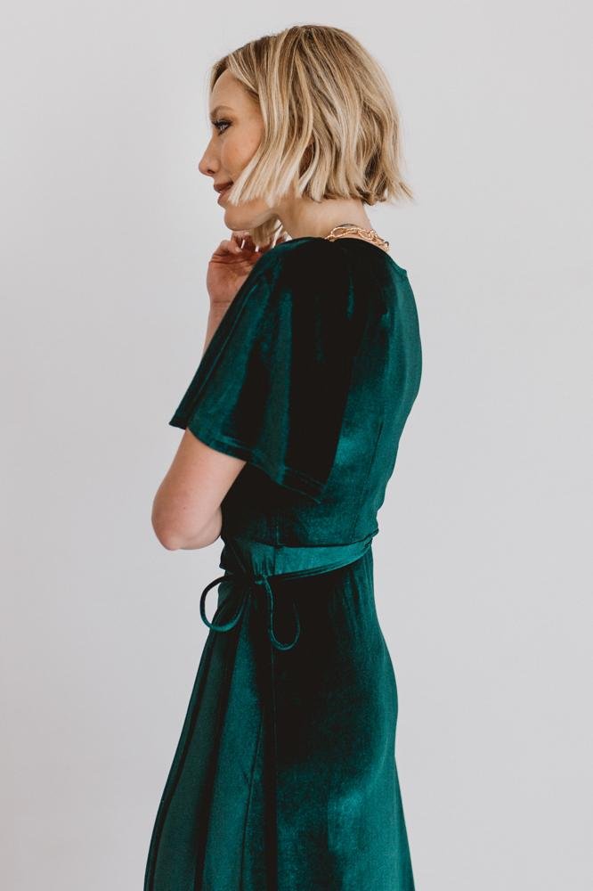 Meghan Velvet Wrap Maxi Dress | Emerald - Baltic Born