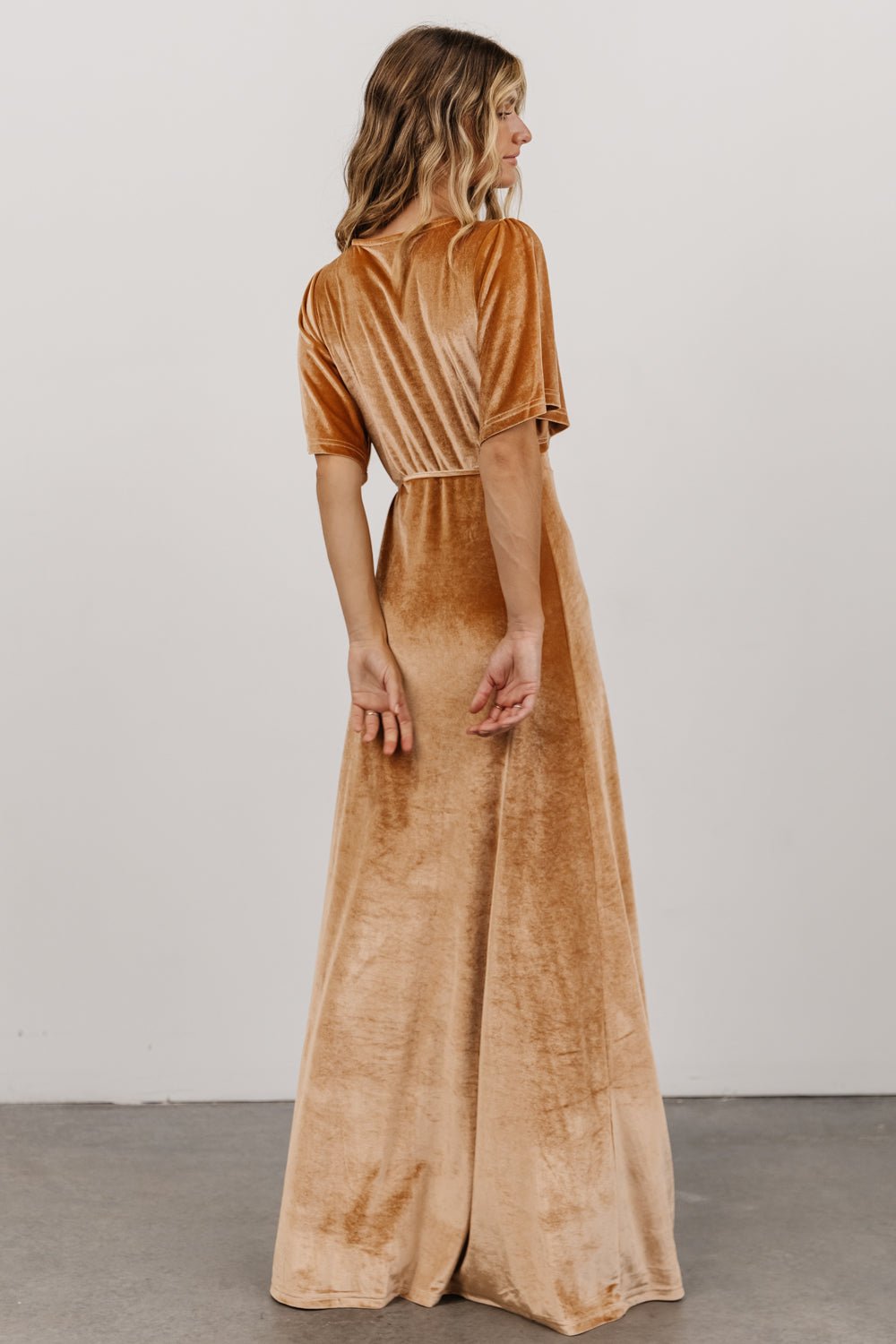 Meghan Velvet Wrap Maxi Dress | Golden Hour - Baltic Born