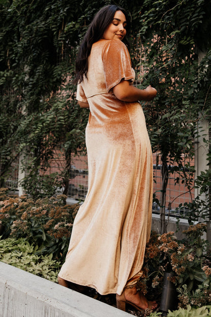 Meghan Velvet Wrap Maxi Dress | Golden Hour - Baltic Born