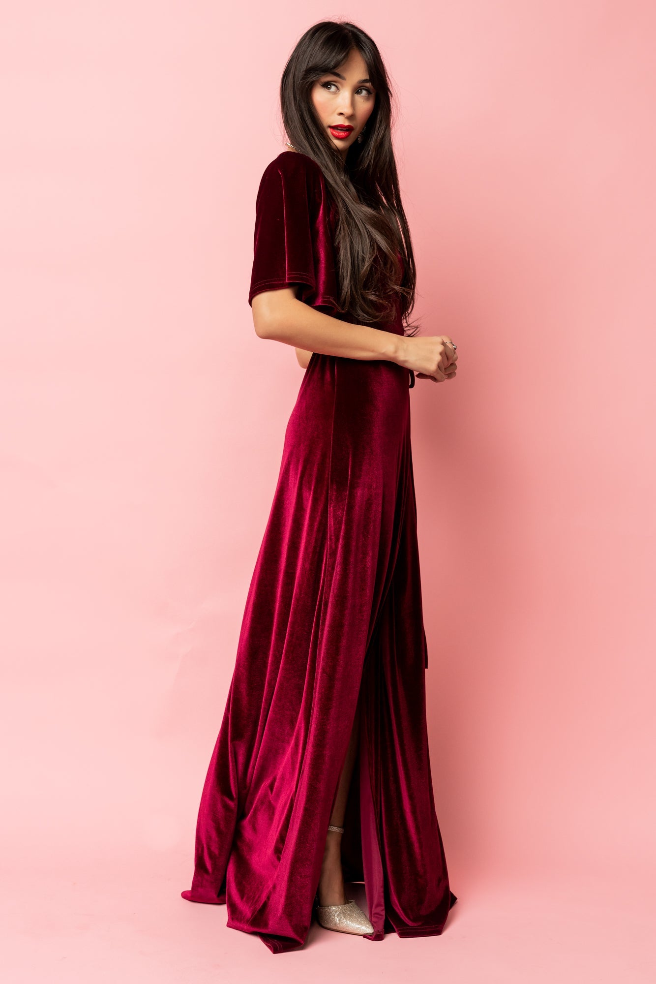 Meghan Velvet Wrap Maxi Dress | Mulberry - Baltic Born