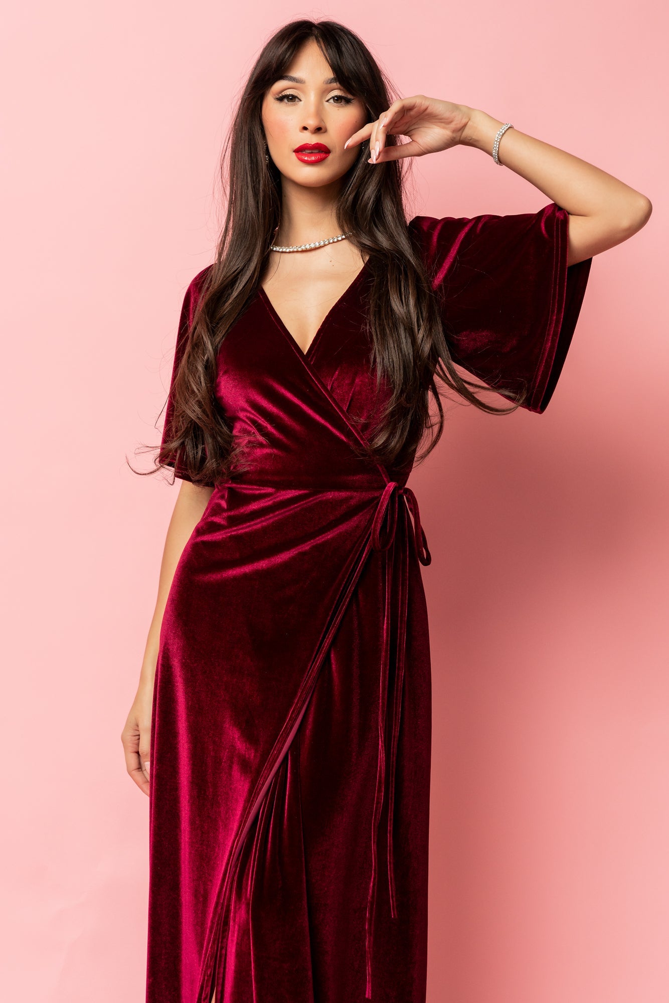 Meghan Velvet Wrap Maxi Dress | Mulberry - Baltic Born