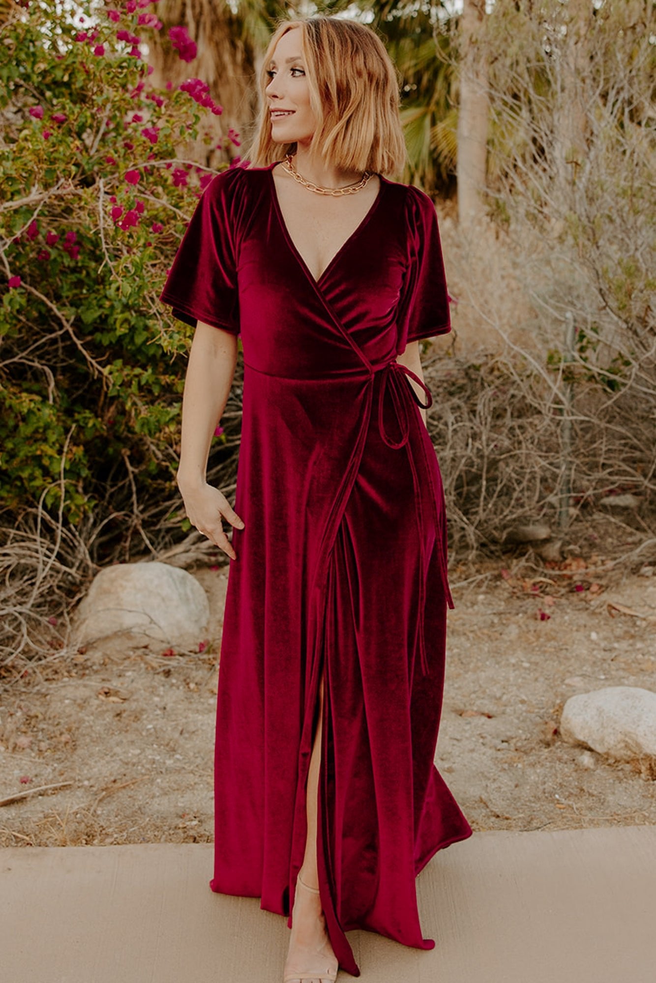 Meghan Velvet Wrap Maxi Dress | Mulberry - Baltic Born