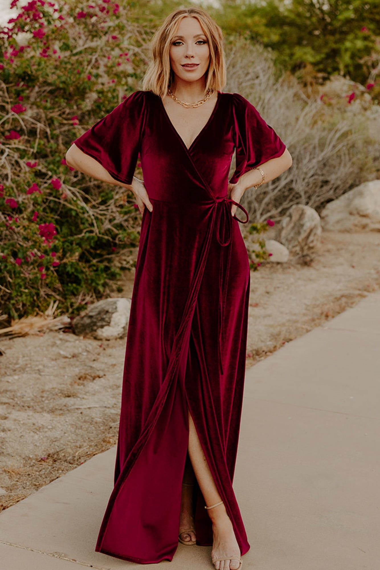 Burgundy velvet wrap dress online