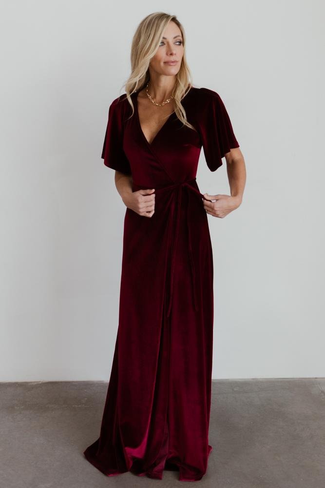 Meghan Velvet Wrap Maxi Dress | Mulberry - Baltic Born