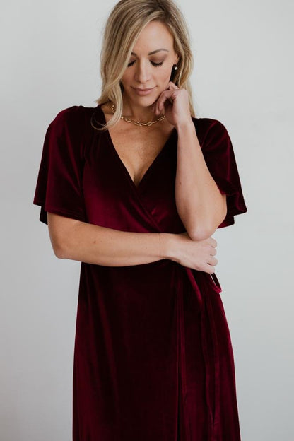 Meghan Velvet Wrap Maxi Dress | Mulberry - Baltic Born