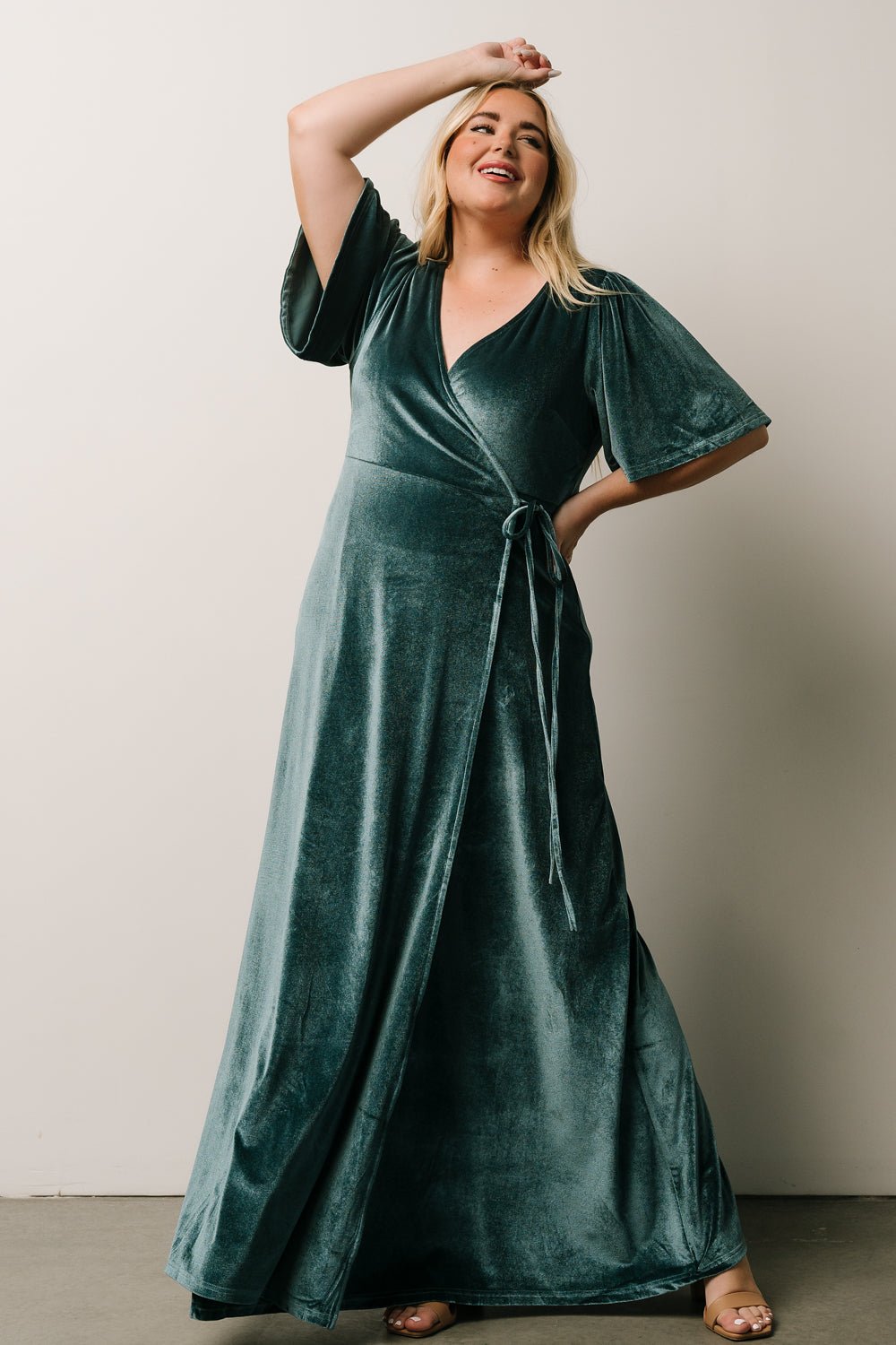 Meghan Velvet Wrap Maxi Dress | Persian Blue - Baltic Born