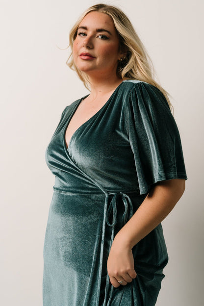 Meghan Velvet Wrap Maxi Dress | Persian Blue - Baltic Born