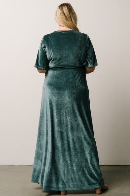 Meghan Velvet Wrap Maxi Dress | Persian Blue - Baltic Born