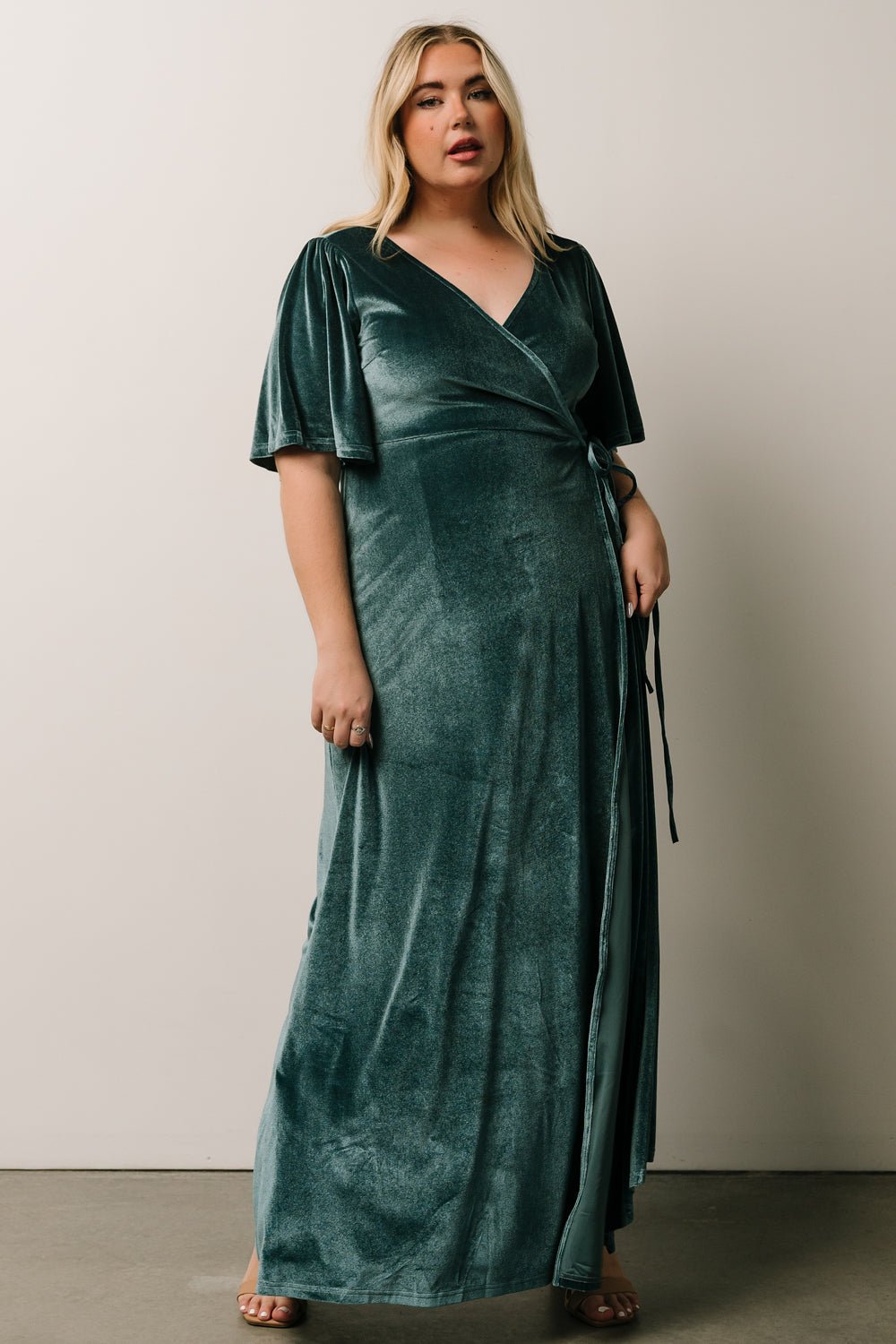 Meghan Velvet Wrap Maxi Dress | Persian Blue - Baltic Born