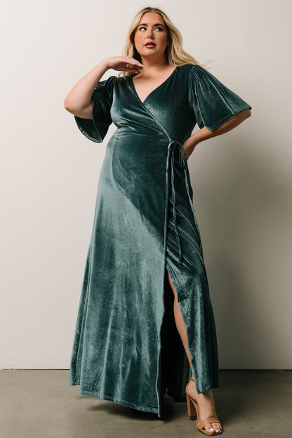 Meghan Velvet Wrap Maxi Dress | Persian Blue - Baltic Born