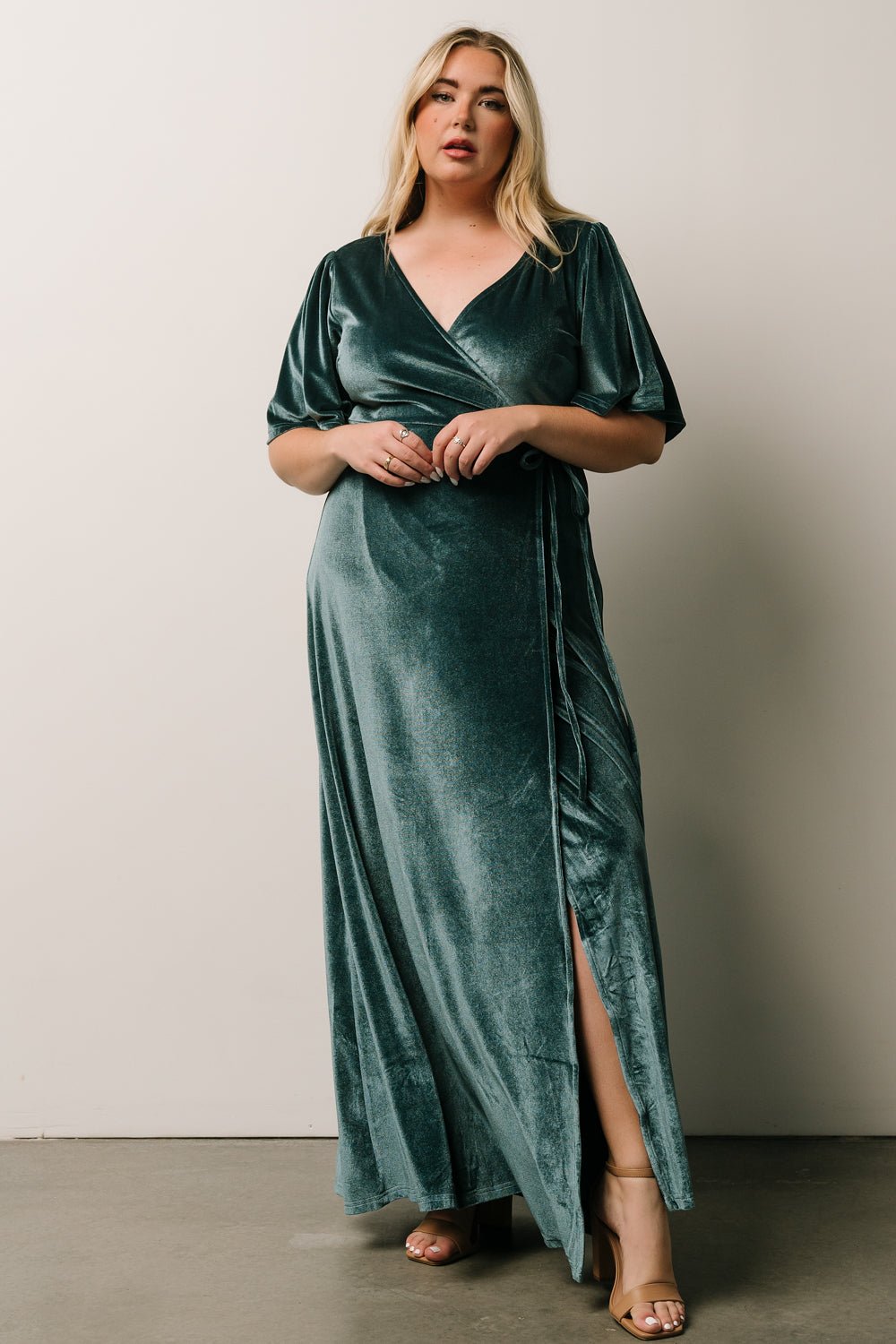 Meghan Velvet Wrap Maxi Dress | Persian Blue - Baltic Born