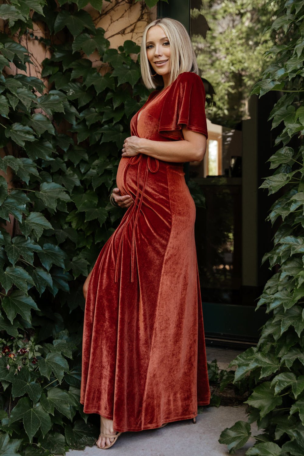 Meghan Velvet Wrap Maxi Dress | Rust - Baltic Born