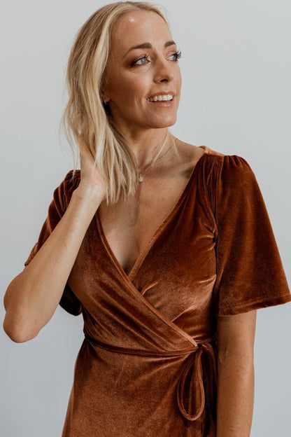 Meghan Velvet Wrap Maxi Dress | Spice - Baltic Born